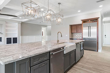 Kitchen island with two dishwashers